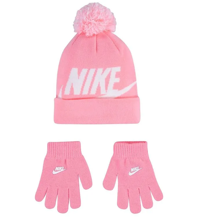 Nike Mössa/Handskar - Stickad - Swoosh - Rosa