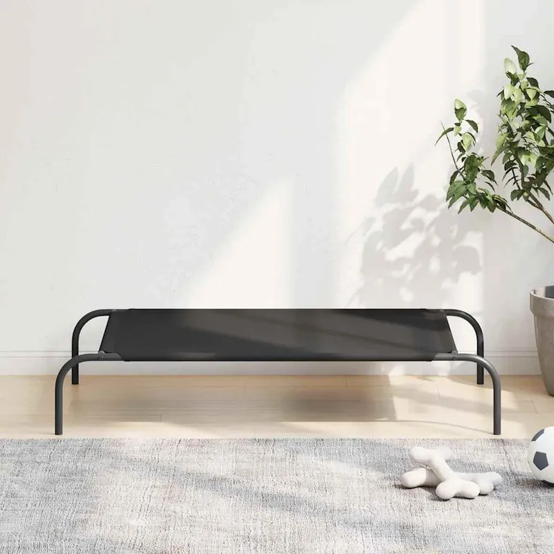 vidaXL Förhöjd hundsäng svart 110x65x20 cm oxfordtyg och stål