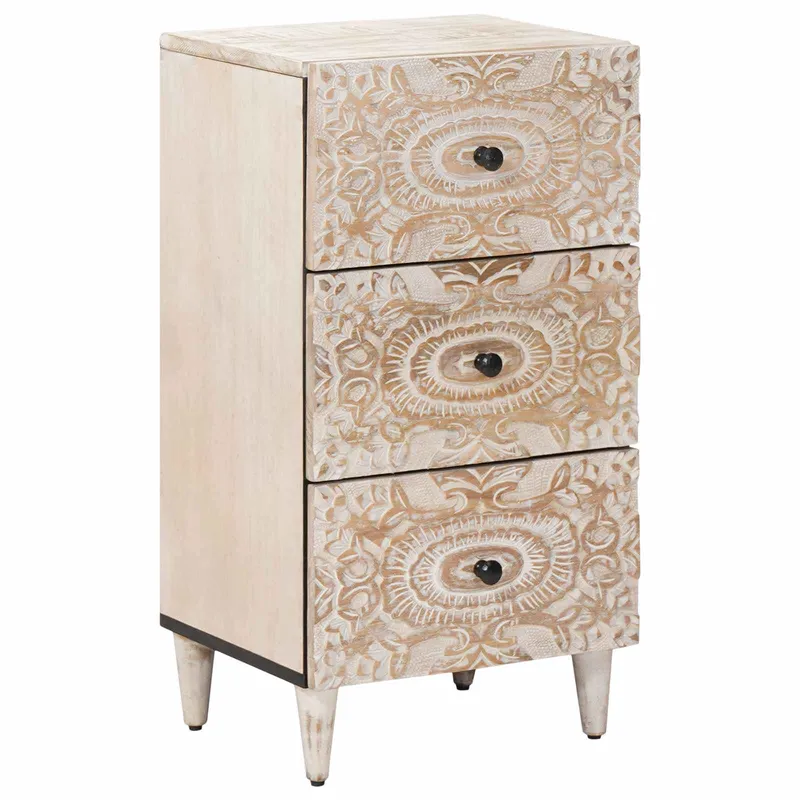 vidaXL Sideboard Vit 40 x 33,5 x 75 cm Massivt mangoträ