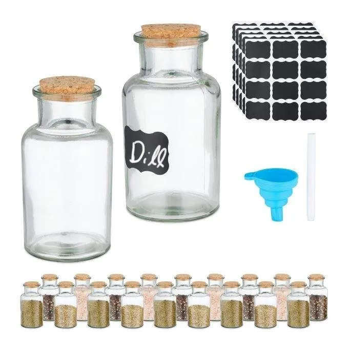 set med 20 kryddburkar med korklock (#9185)