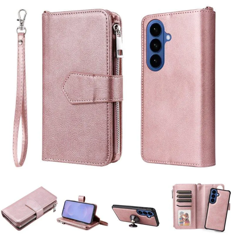 Plånboksfodral för Samsung Galaxy S26 Plus Magnetiskt Konstläder – Roséguld (#7335)