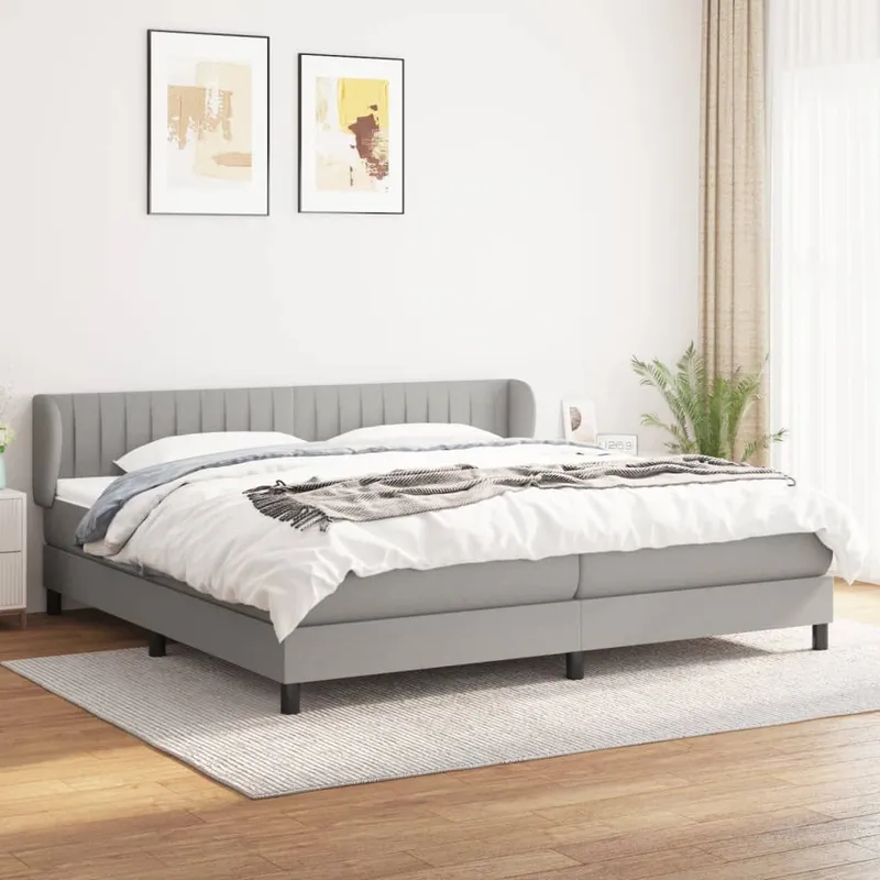 vidaXL Ramsäng med madrass ljusgrå 200×200 cm tyg (#3050)