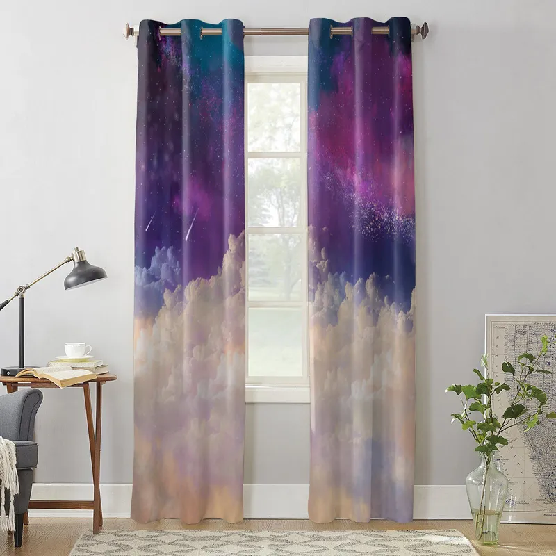 Himmel Skyer Nattehimmel Vinduer Gardiner Stue Soverom Vindu Behandlinger Husholdning Kjøkken Gardiner 135W x 60H(cm) x1