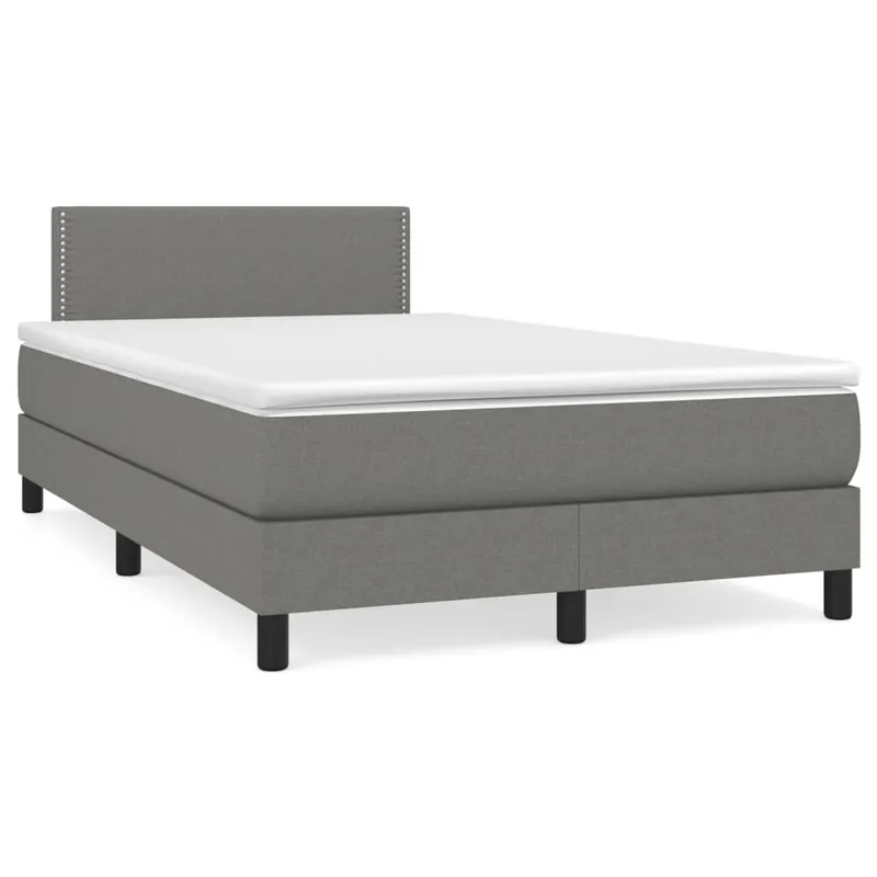 vidaXL Ramsäng med madrass & LED mörkgrå 120×190 cm tyg (#9209)