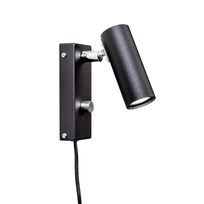 Örsjö Puck Vägglampa Svart struktur Utvändig kabel