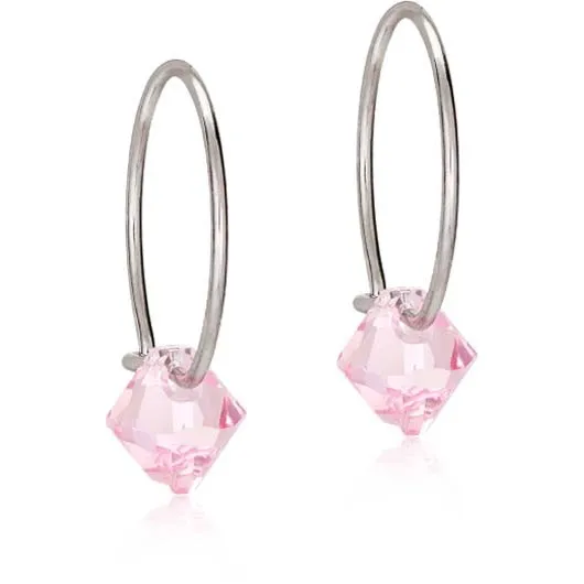 Blomdahl NT Ear Ring 14 mm, Bicone 6 mm Light rose