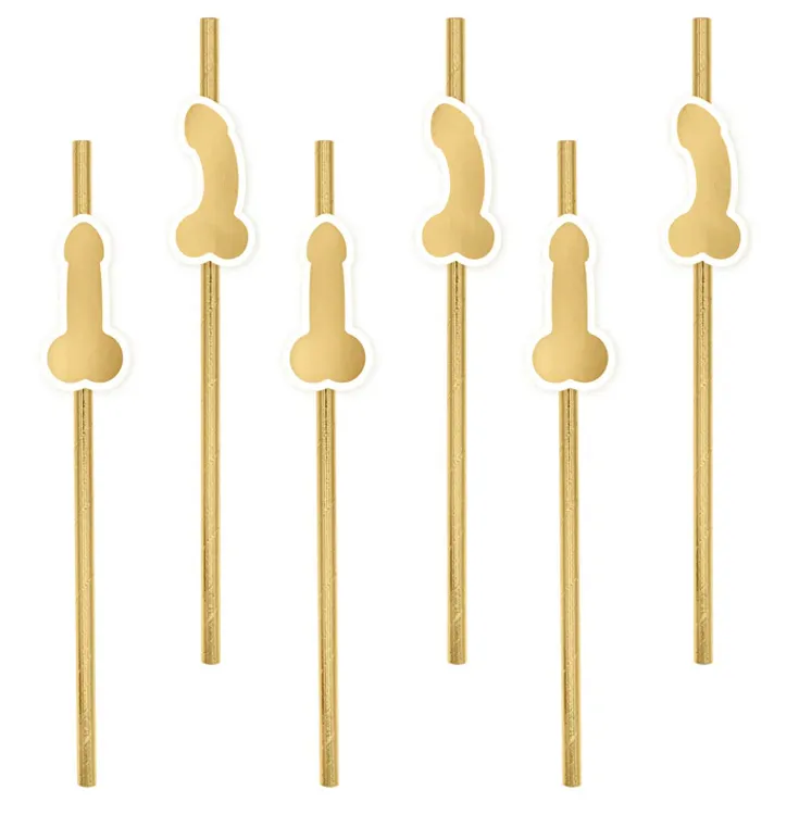 Gold Penis Party Straws 8-pack Sugrör
