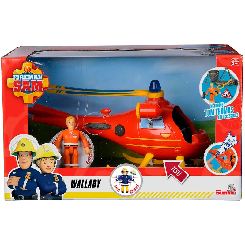Brandman Sam Helikopter med Figur Wallaby