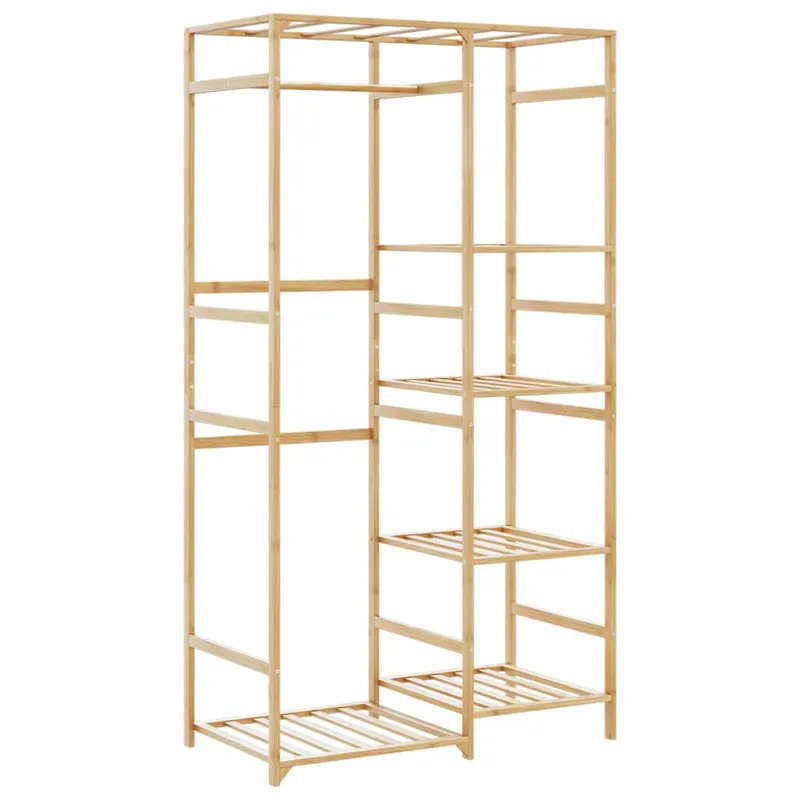 vidaXL Klädställ med hyllor 100x50x184,5 cm bambu