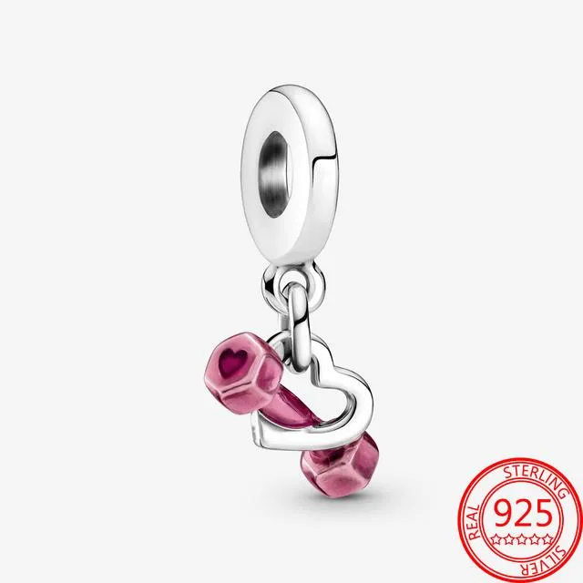 Nyhet 925 Sterlingsølv Liten Gul And Rosa Luftballong Anheng Passer Mote Armbånd Halskjede Smykker Gave Laging (#9104)