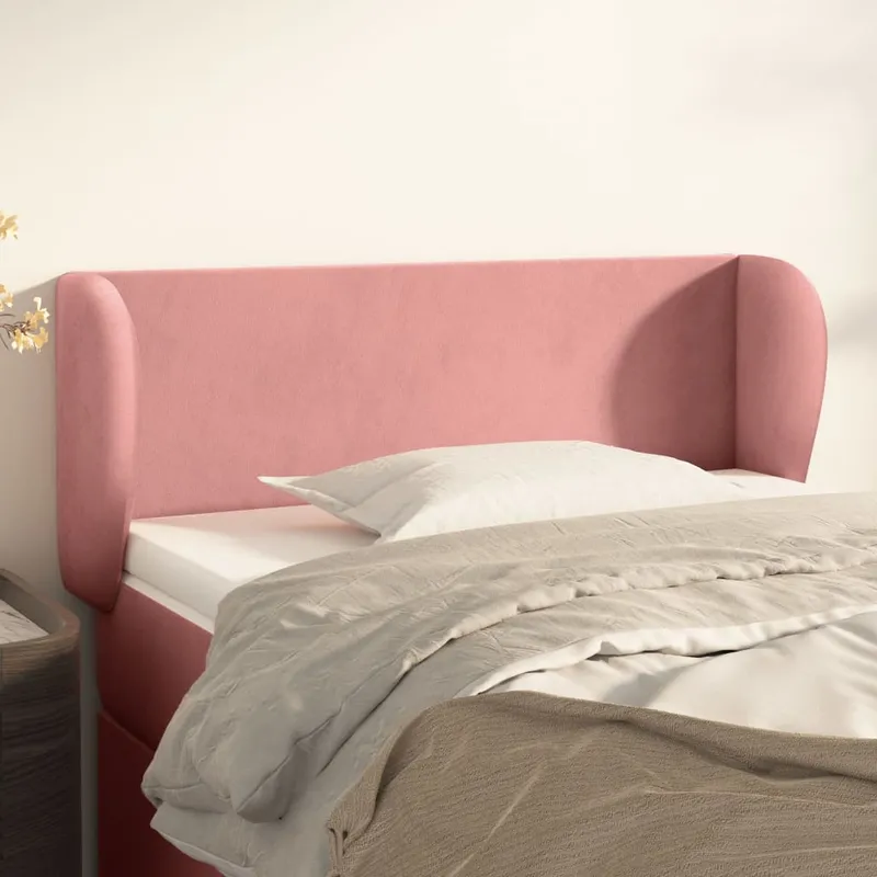 vidaXL Sänggavel med kanter rosa 83x23x78/88 cm sammet (#7630)