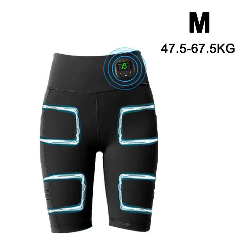 EMS Muskelstimulering Massagebyxor Benformande Shorts Intelligent Bantning Och Benbantning Yogabyxor USB-laddning (#3103)