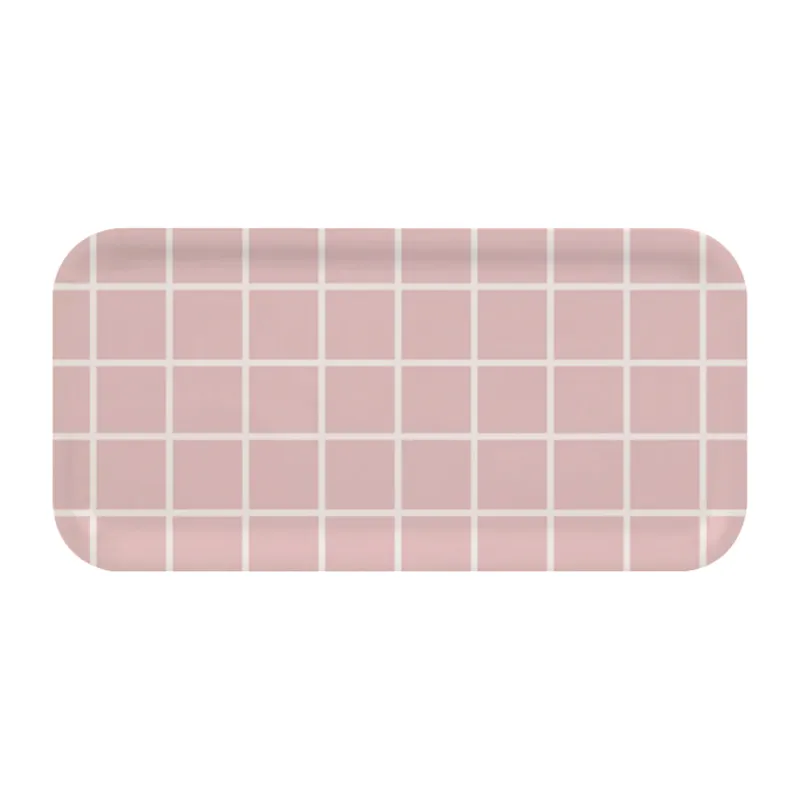 Muurla Checks & Stripes bricka 13×27 cm Rosa-vit