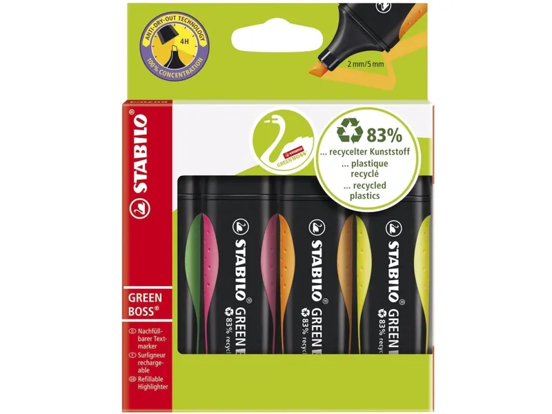 Överstrykningspenna Neon 4-Pack STABILO BOSS GREEN