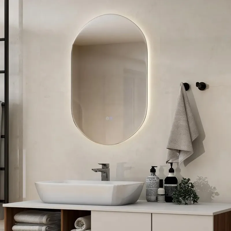 Oval spegel 80 × 50 cm med LED-belysning