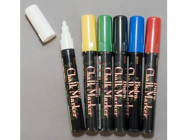 Blackboard Chalk Marker Standard rund spets, 6 st