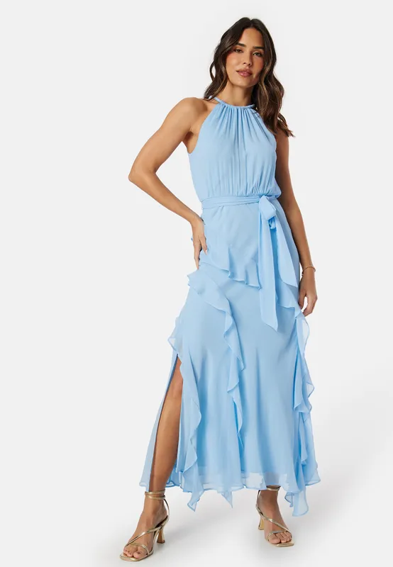 Bridie Halter Neck Ruffle Maxi Dress