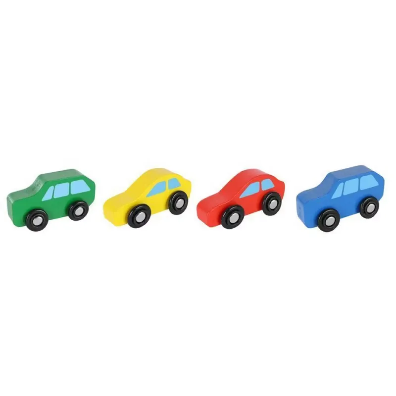Biltransport med Färgglada Bilar i Trä