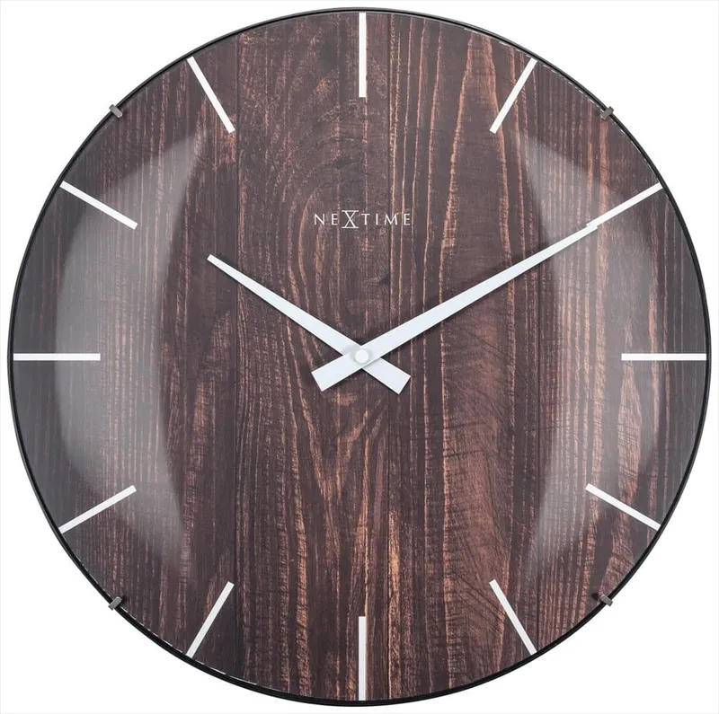 Edge Wood Dome Väggklocka 35cm Mörkbrun