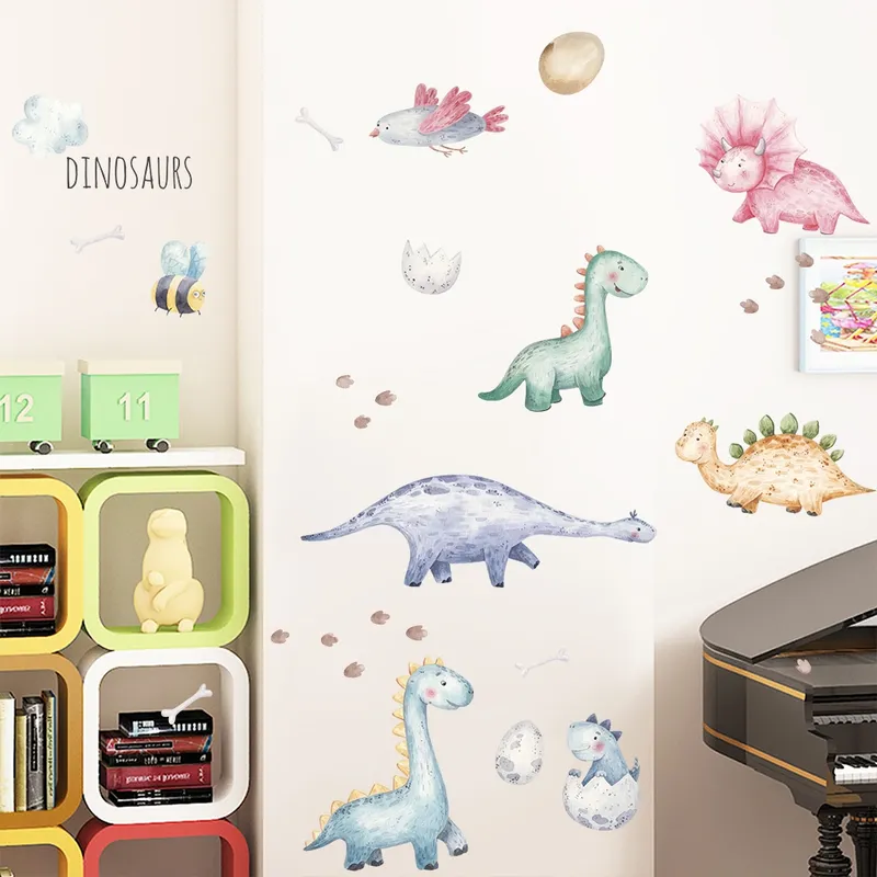 Väggdekor – Söta Dinosaurer i Akvarell