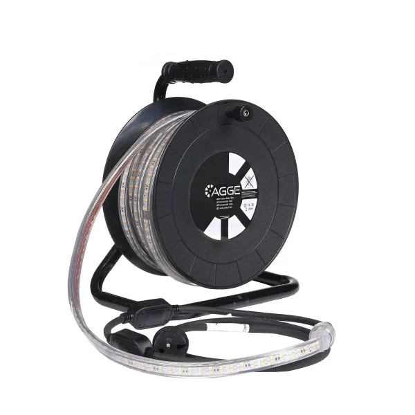LED-list / Arbetsbelysning AGGE 230V – 1500 lm/m, 15 m – Rulle, LED-list med nätsladd + Powerbank