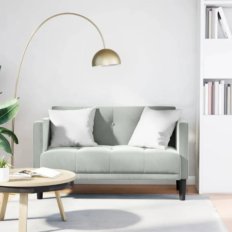 vidaXL Loveseat soffa ljusgrå 111 cm sammet