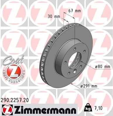 Bromsskiva ZIMMERMANN 290.2257.20