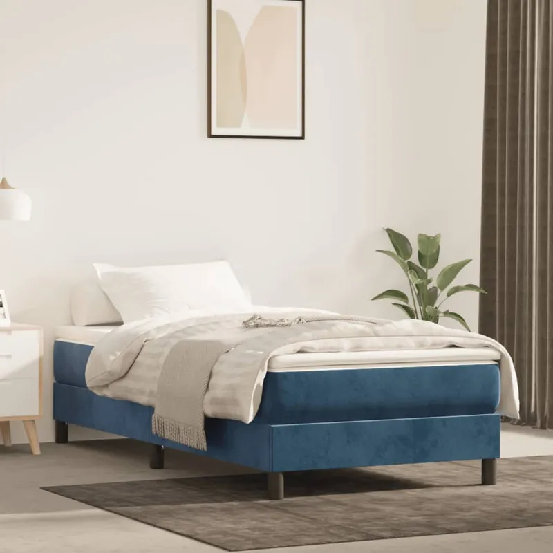 vidaXL Boxspring-sängram mörkblå 100×200 cm sammet (#4197)