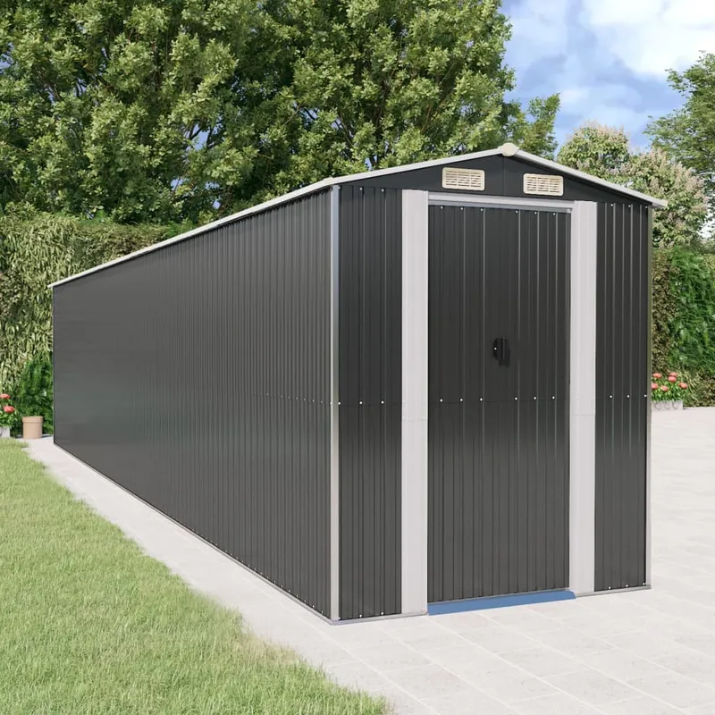 vidaXL Trädgårdsskjul antracit 192x938x223 cm galvaniserat stål