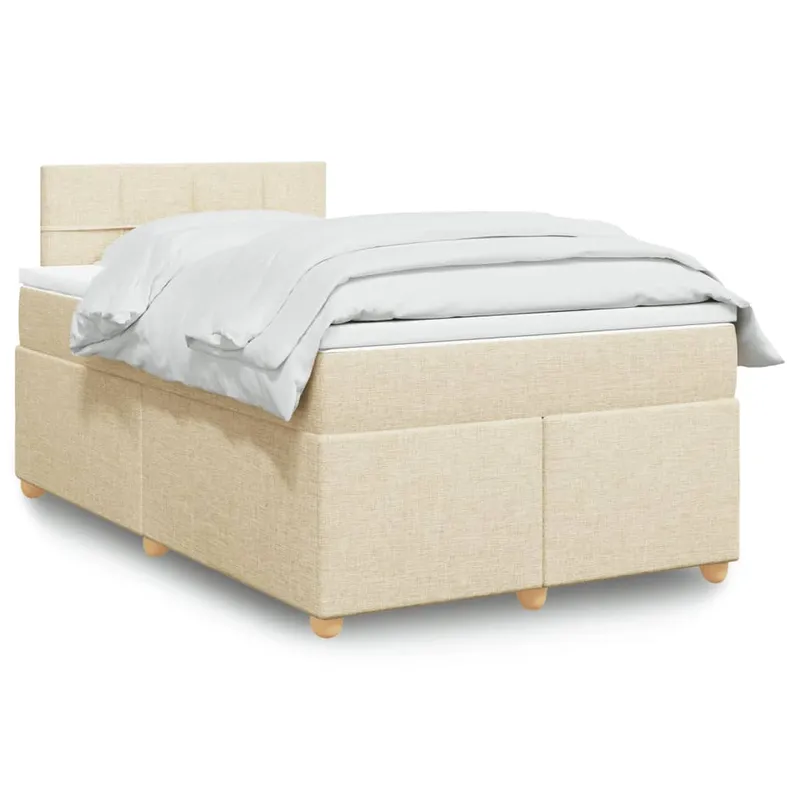 vidaXL Ramsäng med madrass gräddvit 120×190 cm tyg (#8067)