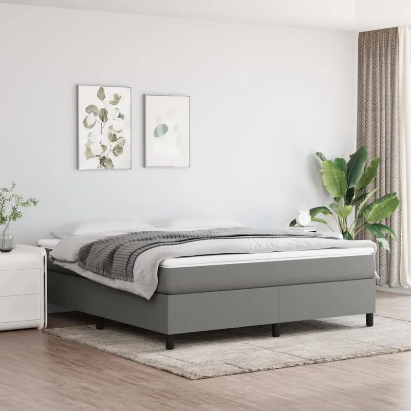 vidaXL Ramsäng med madrass mörkgrå 180×200 cm tyg (#9398)