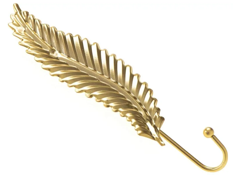Elegant Lövhängare i Guldmetall – Väggdekor 20x6cm