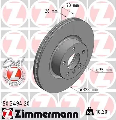 Bromsskiva ZIMMERMANN 150.3494.20