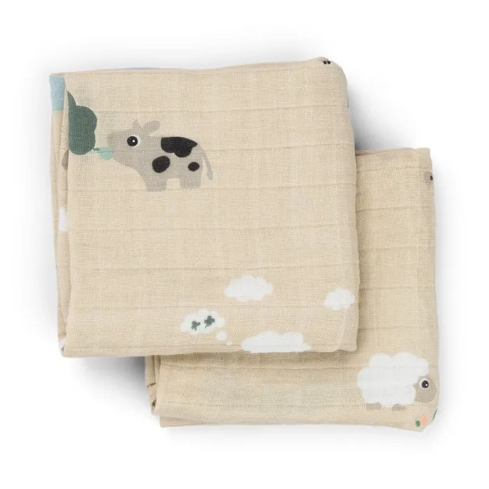 Done By Deer Tiny Farm Muslinfilt 2-Pack, Sand