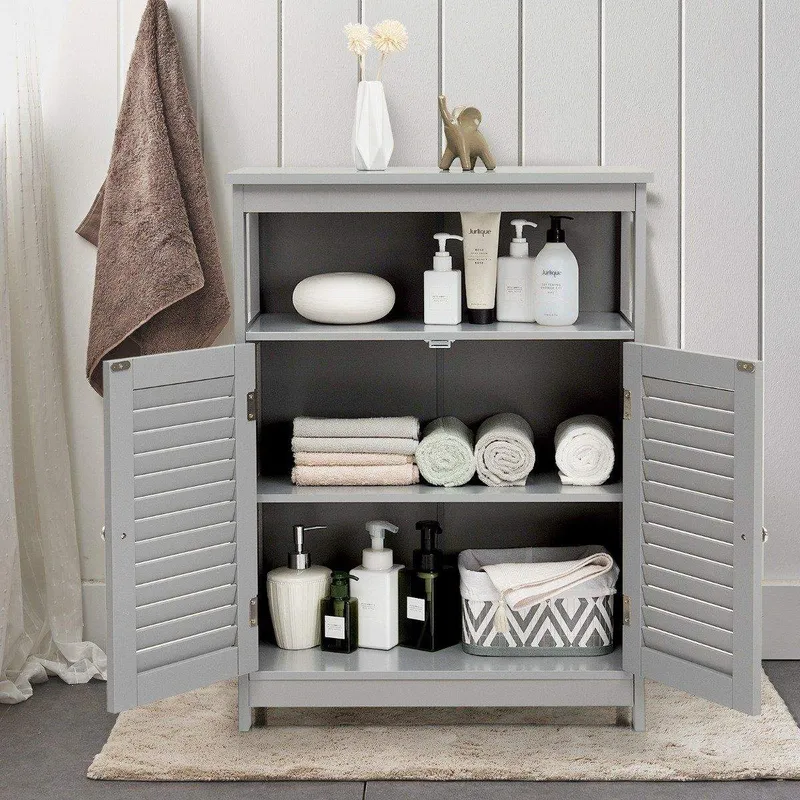 Badrumsskåp Trä Förvaringsskåp 60 x 30 x 80 cm Grå