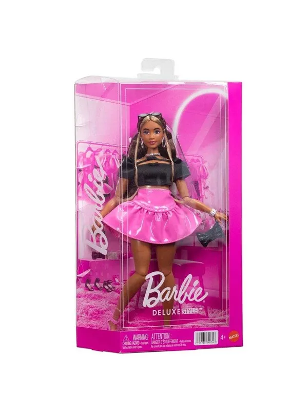 Barbie Deluxe Style Black Top Pink Skirt Set