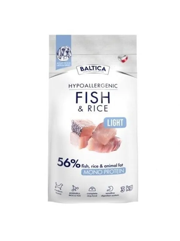 BALTICA Nutraceutic Hypoallergenic Light M Fisk med ris - torrfoder för hund - 3kg