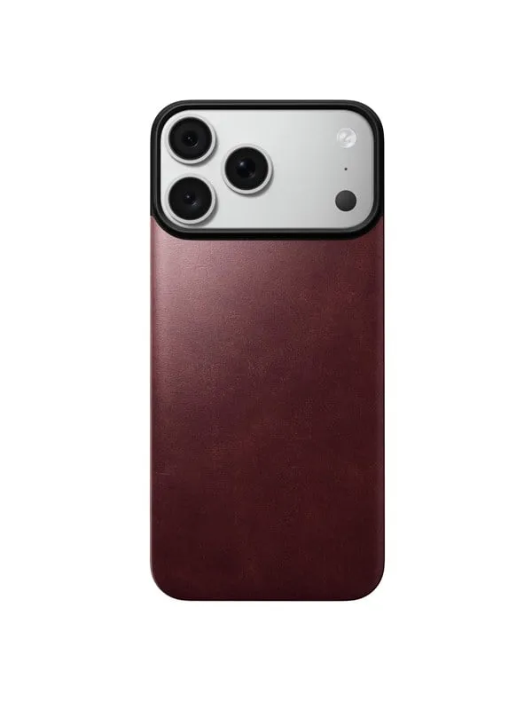 Nomad Magnetic Leather Back - burgundy (Horween) - Magsafe - iPhone 18 Pro Max/17 Pro Max