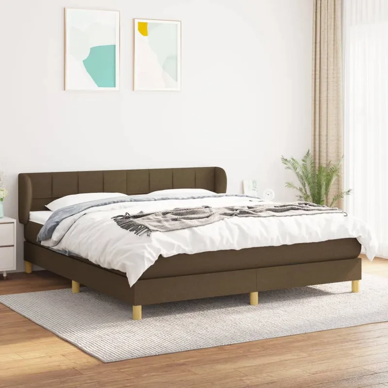 vidaXL Ramsäng med madrass mörkbrun 180×200 cm tyg (#7003)