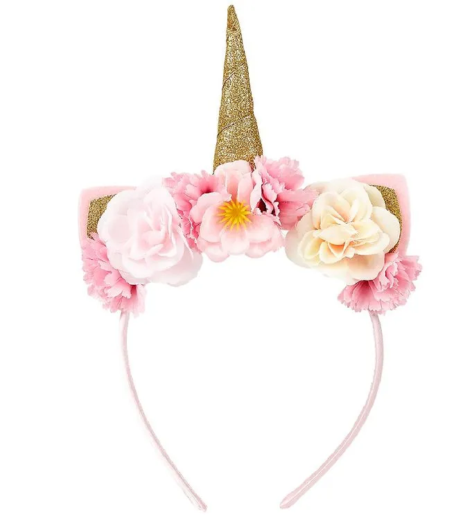 Souza Håraccessoarer - Hårband m. Blommor - Enhörning - Rosa/
