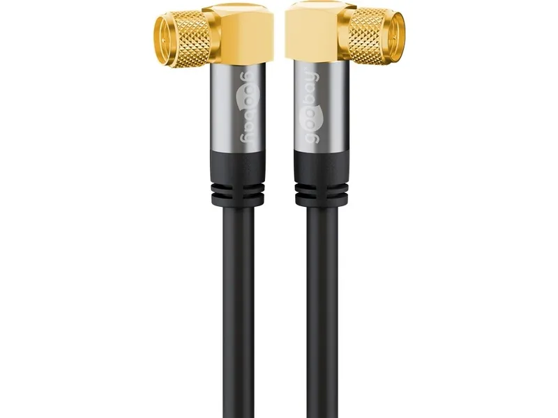 Goobay SAT-antennkabel (135 dB), 4x skärmad guldpläterad, F-plugg 90° > F-plugg 90°, 1 m