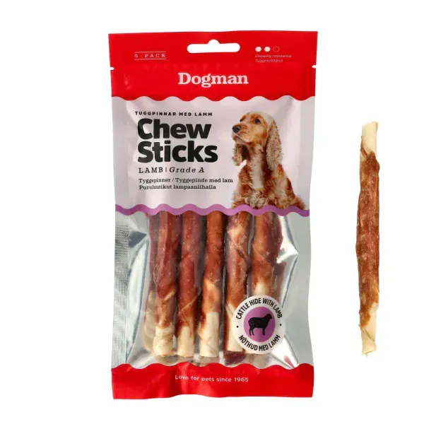 Tuggpinnar med Lamm 5p Vit 12,5cm
