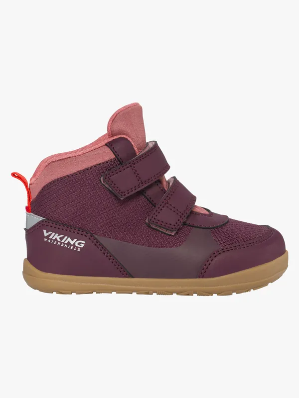 Viking Aspen Barefoot 2V Mid Vattentäta Sneakers, Plum, 29