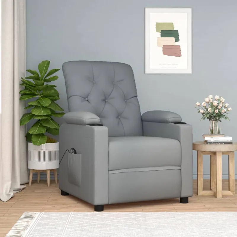 vidaXL Elektrisk reclinerfåtölj ljusgrå tyg (#9970)