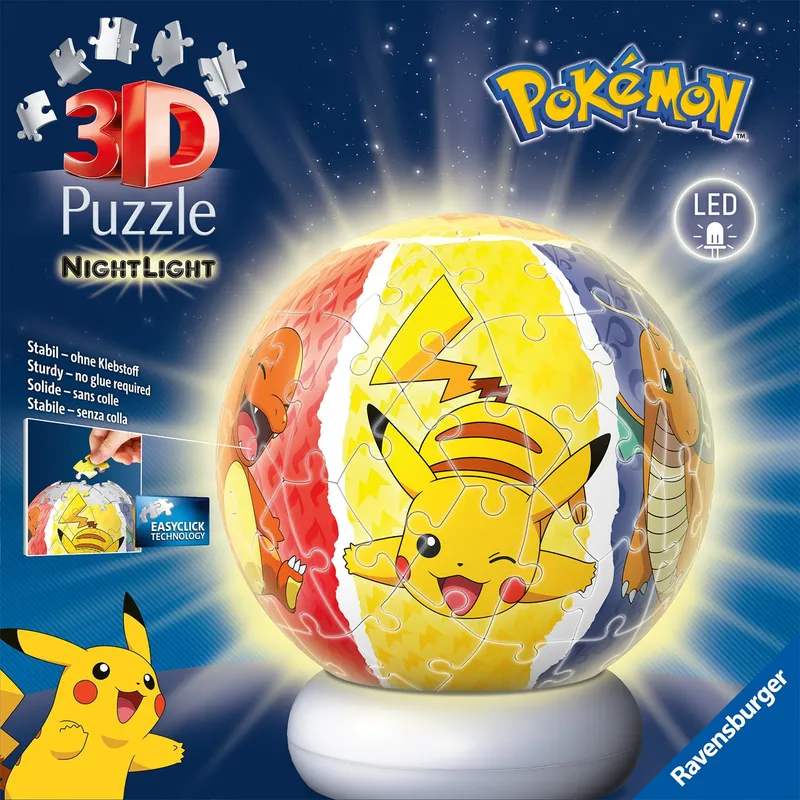 Ravensburger – Puzzle-Ball Nightlight Pokémon 72p