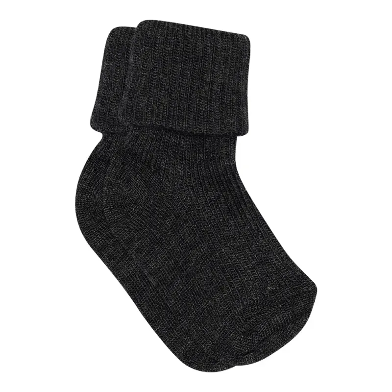Baby Ankelsockor I Merinoull Med Omvik Dark Grey Melange 17/18