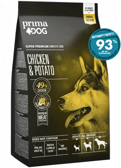 PrimaDog Adult All Breeds Chicken & Potato Torrfoder till Hund