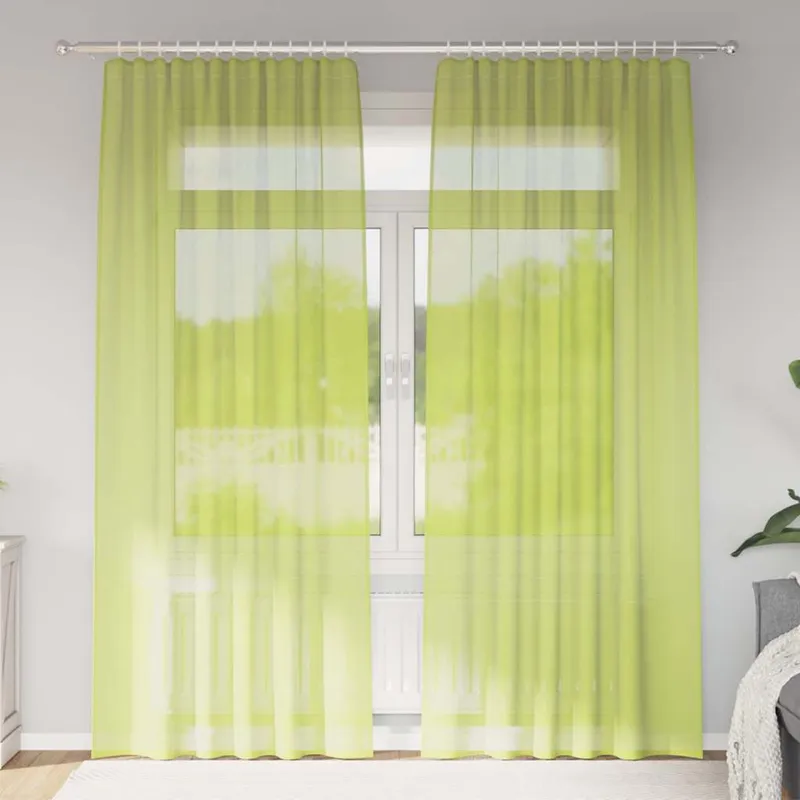 vidaXL Voile gardiner med stångfickor 2 st äppelgrön (#1801)