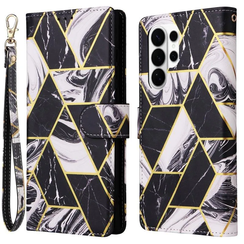 Mobilskal för Samsung Galaxy S26 Ultra Konstläder med handledsrem – Svart (#4562)