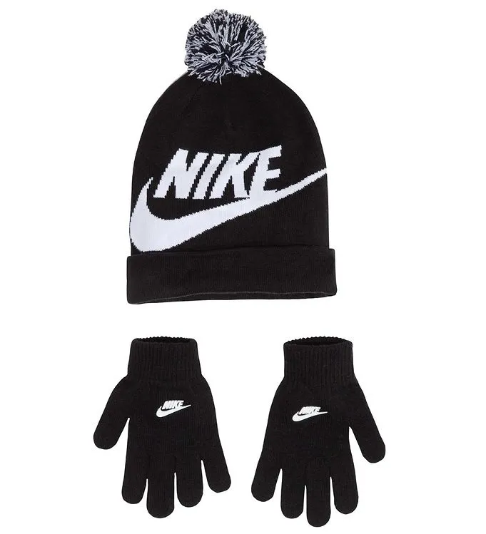 Nike Mössa/Handskar - Stickad - Swoosh - Svart